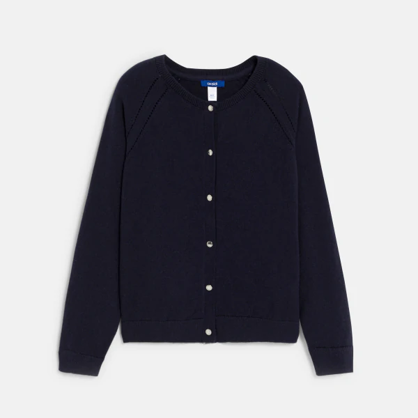 Girl's black fine-knit cardigan