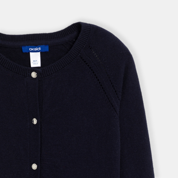 Girl's black fine-knit cardigan
