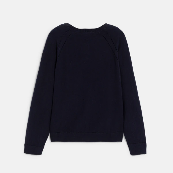 Girl's black fine-knit cardigan