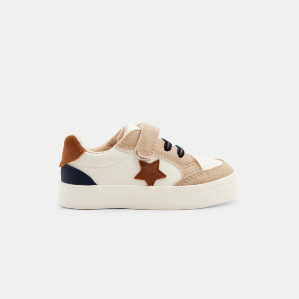 Baby boy's beige low-top leather trainers