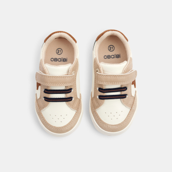 Baby boy's beige low-top leather trainers