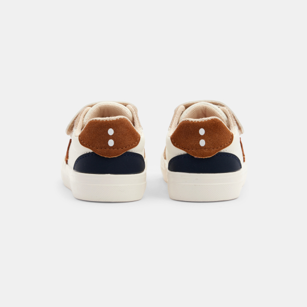 Baby boy's beige low-top leather trainers
