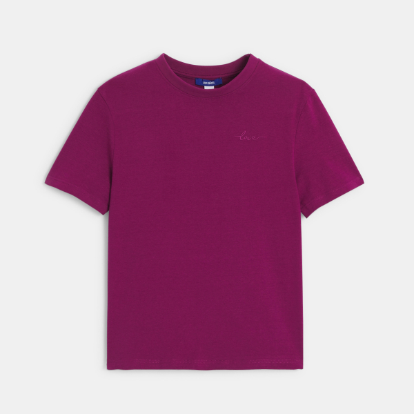 Girl's plain deep purple basic T-shirt