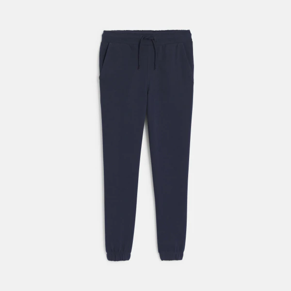 Boy's plain navy lightweight fleece joggers