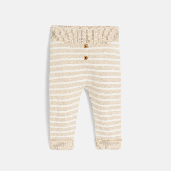 Pull et pantalon maille tricot beige bébé fille