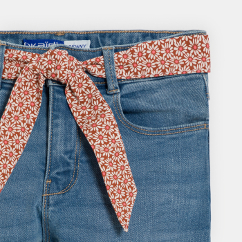Girl's blue belted skinny jeans