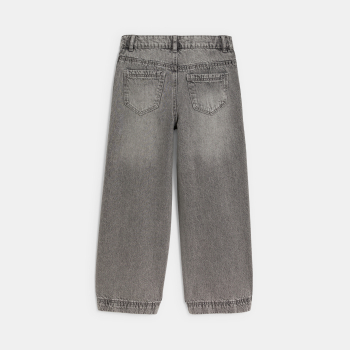 Girl's faded grey wide-legged jeans