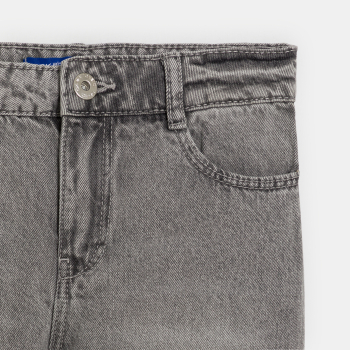 Girl's faded grey wide-legged jeans