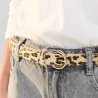 Girl's brown leopard print belt