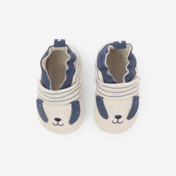 Baby boy's blue leather dog booties