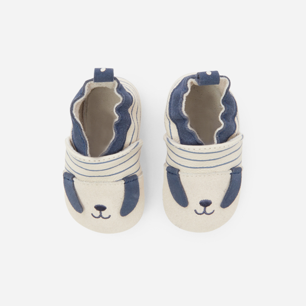 Baby boy's blue leather dog booties