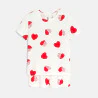 Girls' white heart print shorty pyjamas