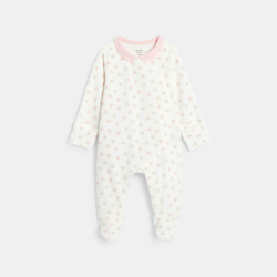 Dors-bien velours fleurs blanc bébé fille