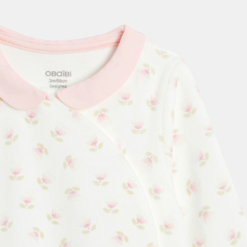 Baby girl's white velvet floral sleepsuit