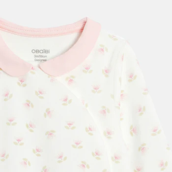 Baby girl's white velvet floral sleepsuit