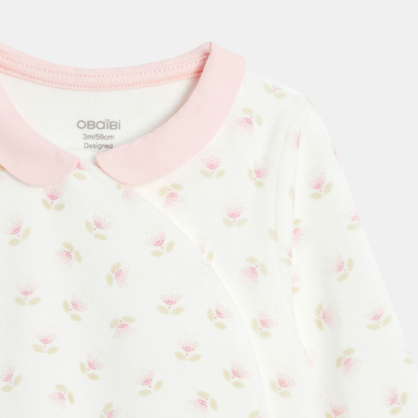 Dors-bien velours fleurs blanc bébé fille