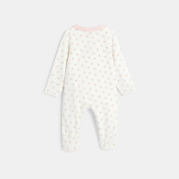 Baby girl's white velvet floral sleepsuit