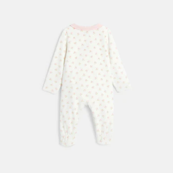 Baby girl's white velvet floral sleepsuit