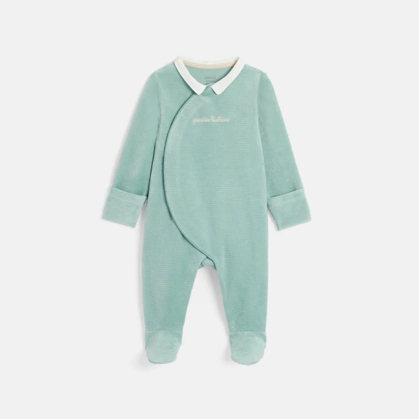 Dors-bien velours côtelé vert bébé garçon