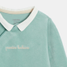 Baby boy's green ribbed velvet sleepsuit