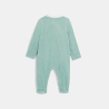 Baby boy's green ribbed velvet sleepsuit