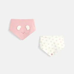 Baby girl's pink mouse triangle bib (set of 2)