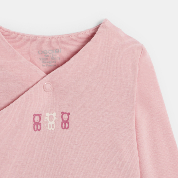 Newborn pink bodysuit with size extender (set of 2)