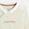 Baby boy's beige ribbed velours sleepsuit