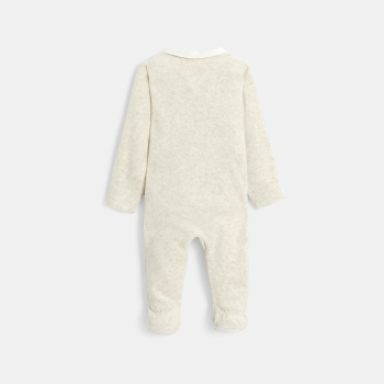 Baby boy's beige ribbed velours sleepsuit