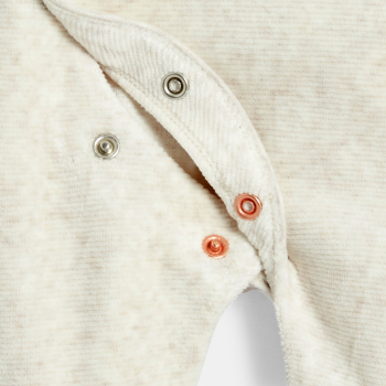 Baby boy's beige ribbed velours sleepsuit