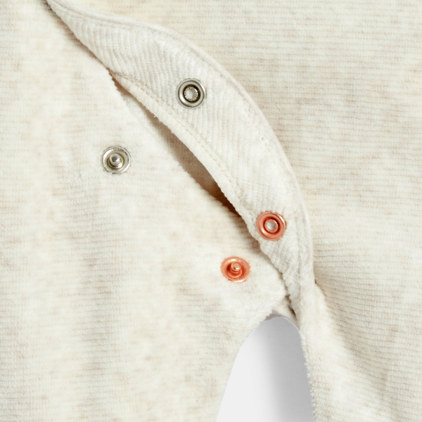 Baby boy's beige ribbed velours sleepsuit