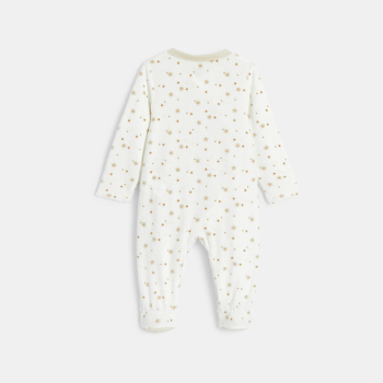 Baby boy's beige velvet star sleepsuit