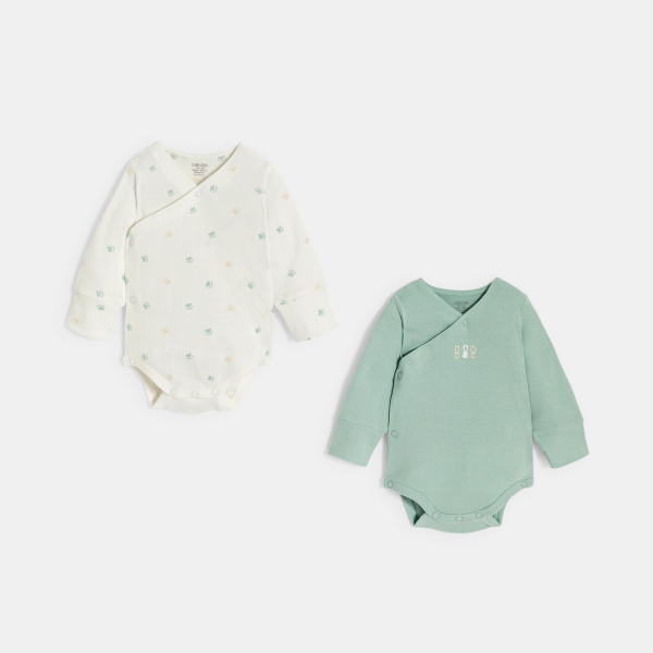 Unisex baby green stars bodysuit (set of 2)