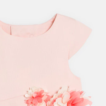 Baby girl's pink dress with textured rose
