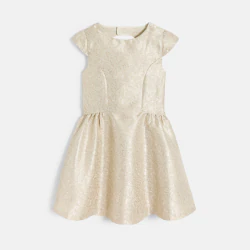 Girl's gold-coloured formal jacquard dress
