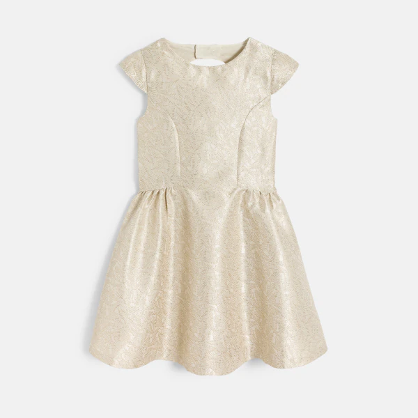 Girl's gold-coloured formal jacquard dress