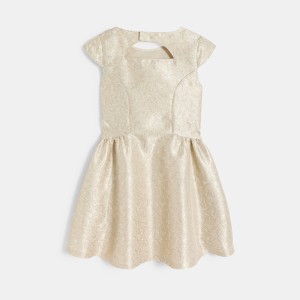 Girl's gold-coloured formal jacquard dress