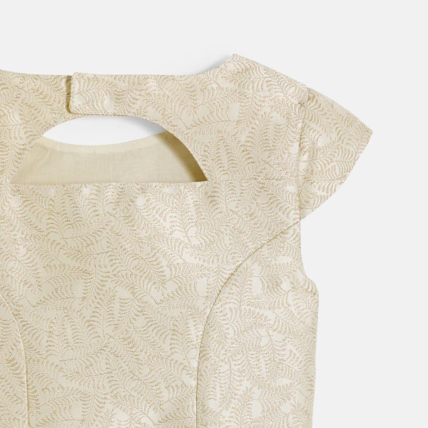 Robe cérémonie jacquard doré Fille