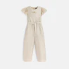 Girl's beige sequinned linen jumpsuit