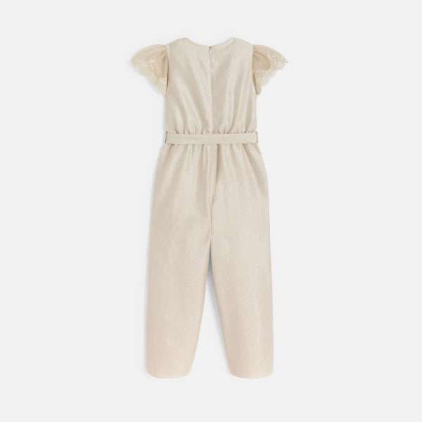 Combinaison-pantalon en lin pailleté beige Fille