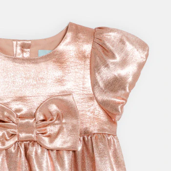 Robe chic à nœud irisée rose bébé fille