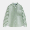 Boy's green linen striped shirt