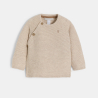 Baby boy's wrap-around beige knitted jumper