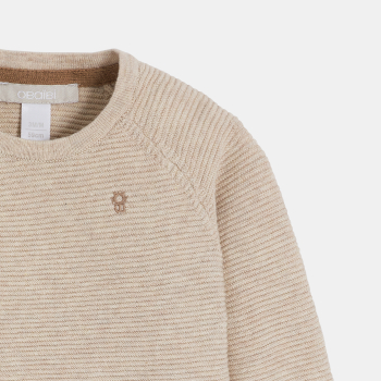 Baby boy's wrap-around beige knitted jumper