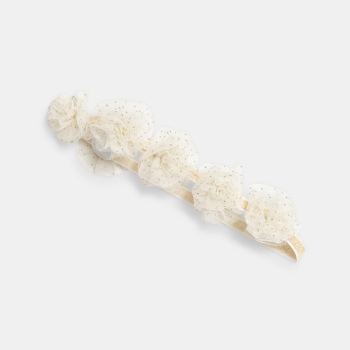 Headband tulle fleurs blanc bébé fille