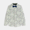 Boy's green printed shirt + bow tie