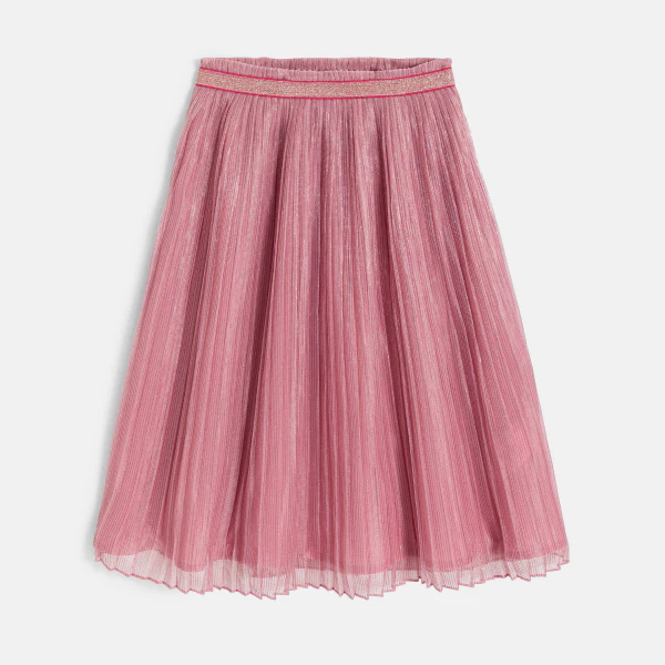 Jupe midi plissée pailletée rose Fille