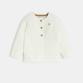 Gilet maille tricot blanc naissance mixte