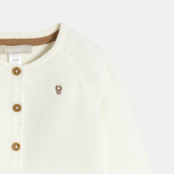 Gilet maille tricot blanc naissance mixte