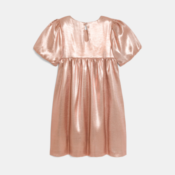 Robe en crêpe irisé à manches ballon rose Fille